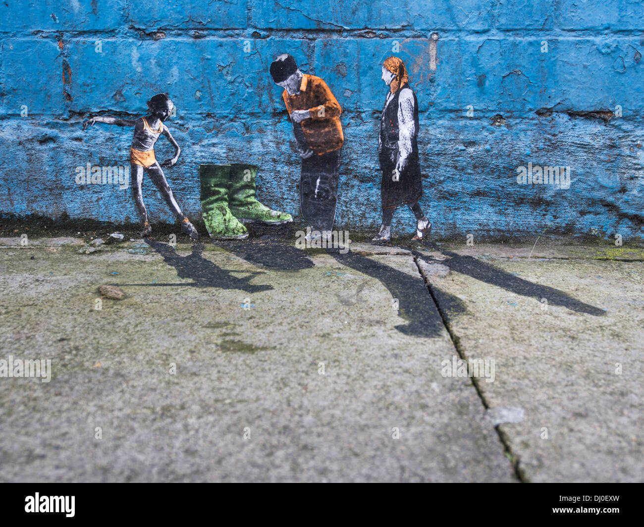 Arte di strada da Pablo Delgado nell'east end di Londra Foto Stock