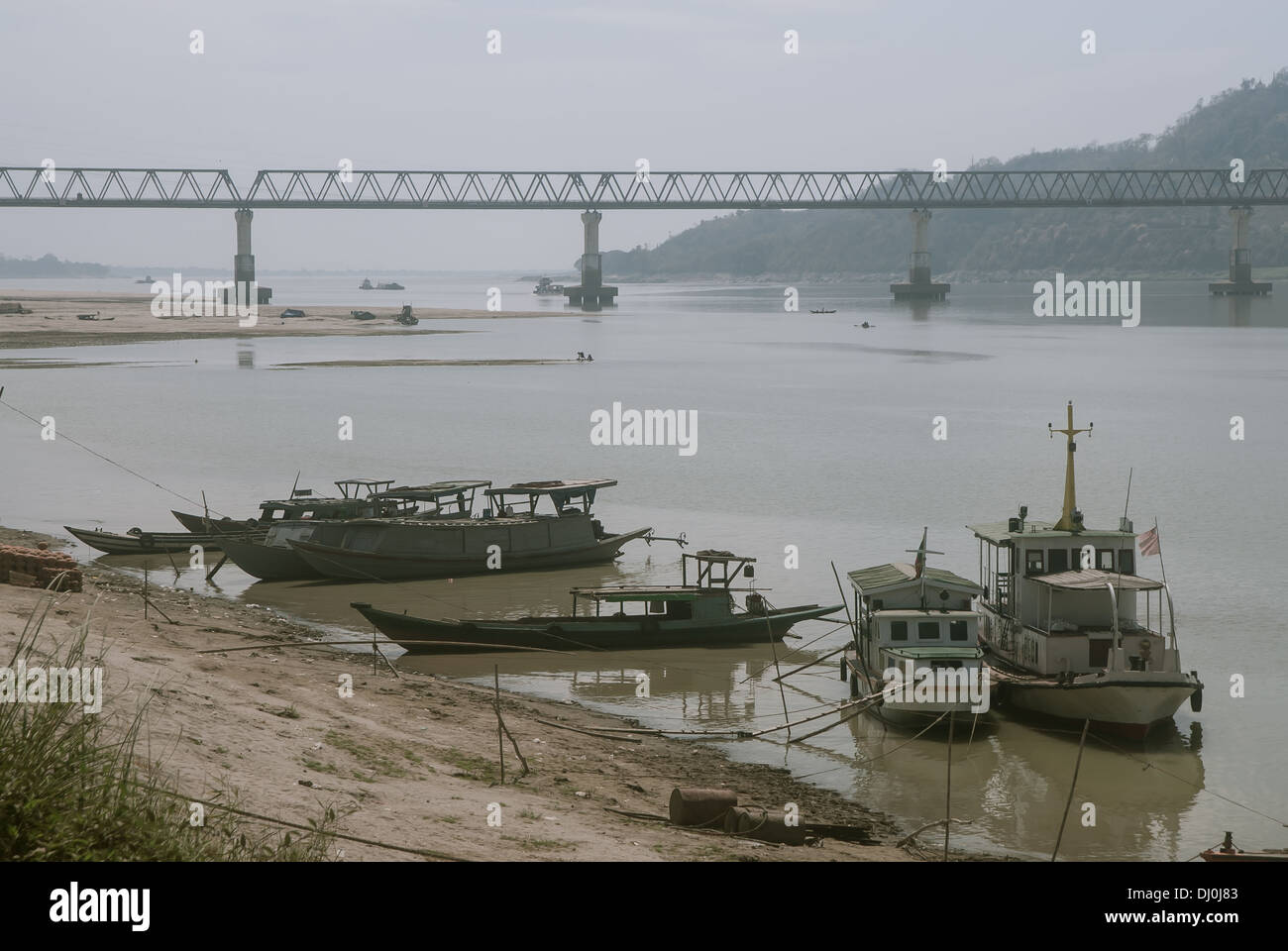 Pyay Scena di fiume, Myanmar Foto Stock