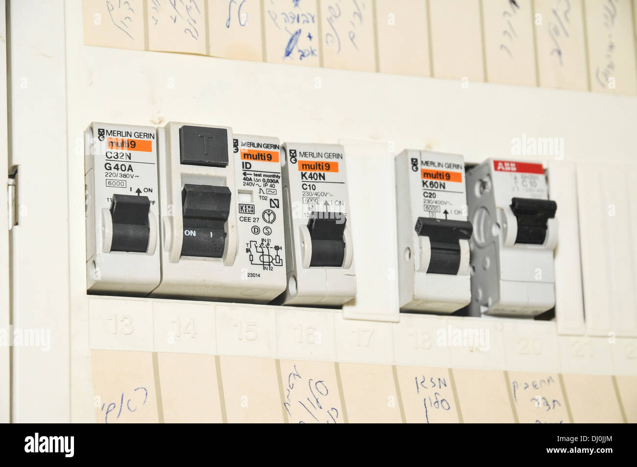 Interno scatola fusibili close up Foto Stock