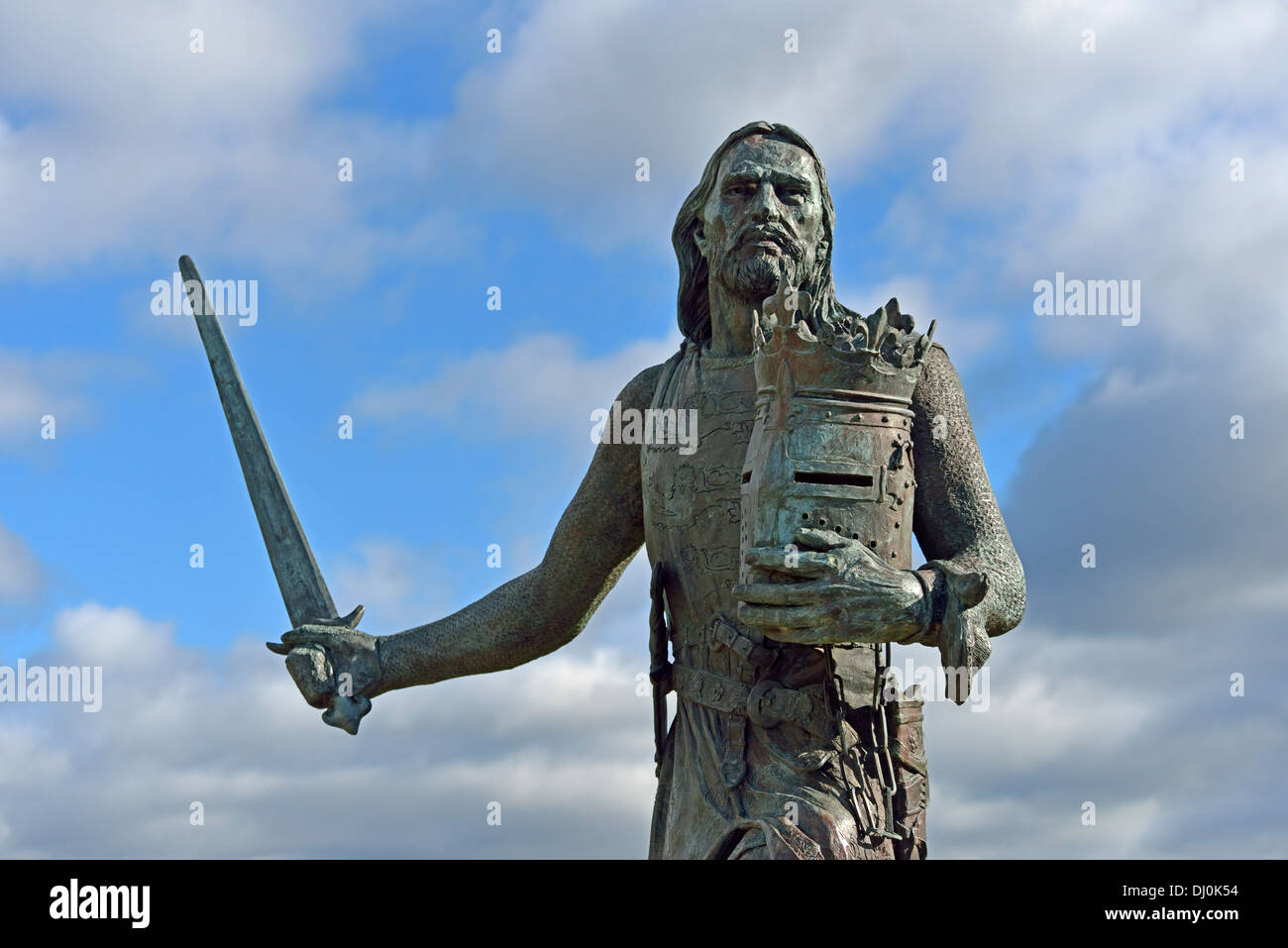 Statua di re Edward I. Burgh-da-Sands, Cumbria, England, Regno Unito, Europa. Foto Stock