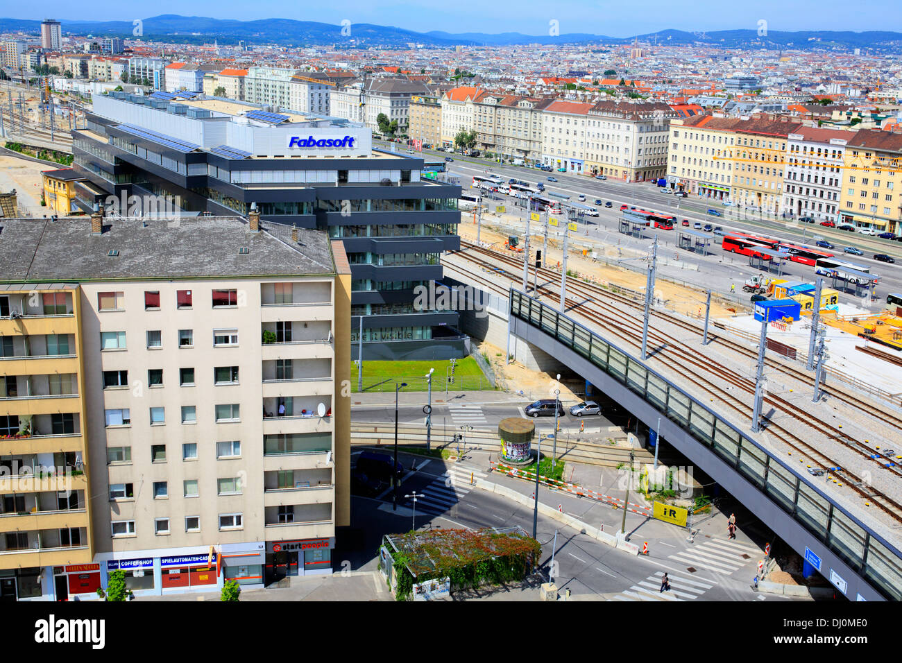Costruzione di Wien Hauptbahnhof (stazione ferroviaria centrale), Vienna, Austria Foto Stock