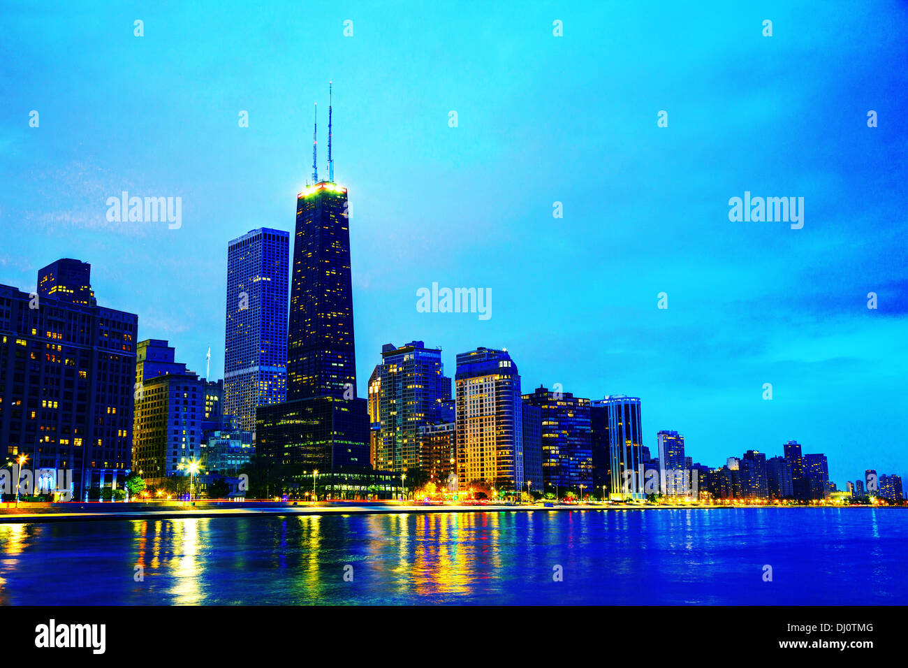 Downtown Chicago con John Hancock Center Foto Stock