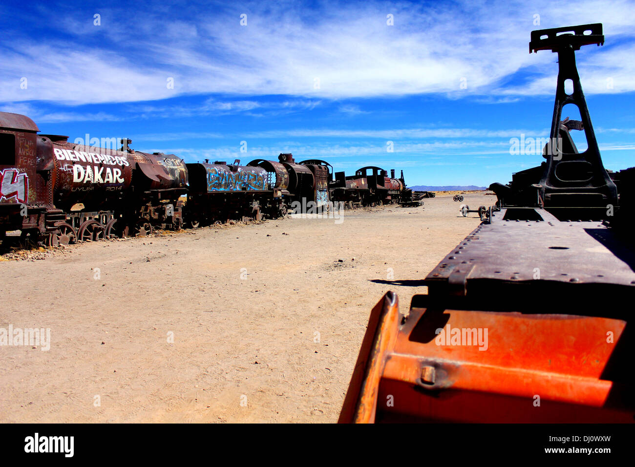 Stazione ferroviaria e il cimitero di Uyuni, Bolivia Foto Stock
