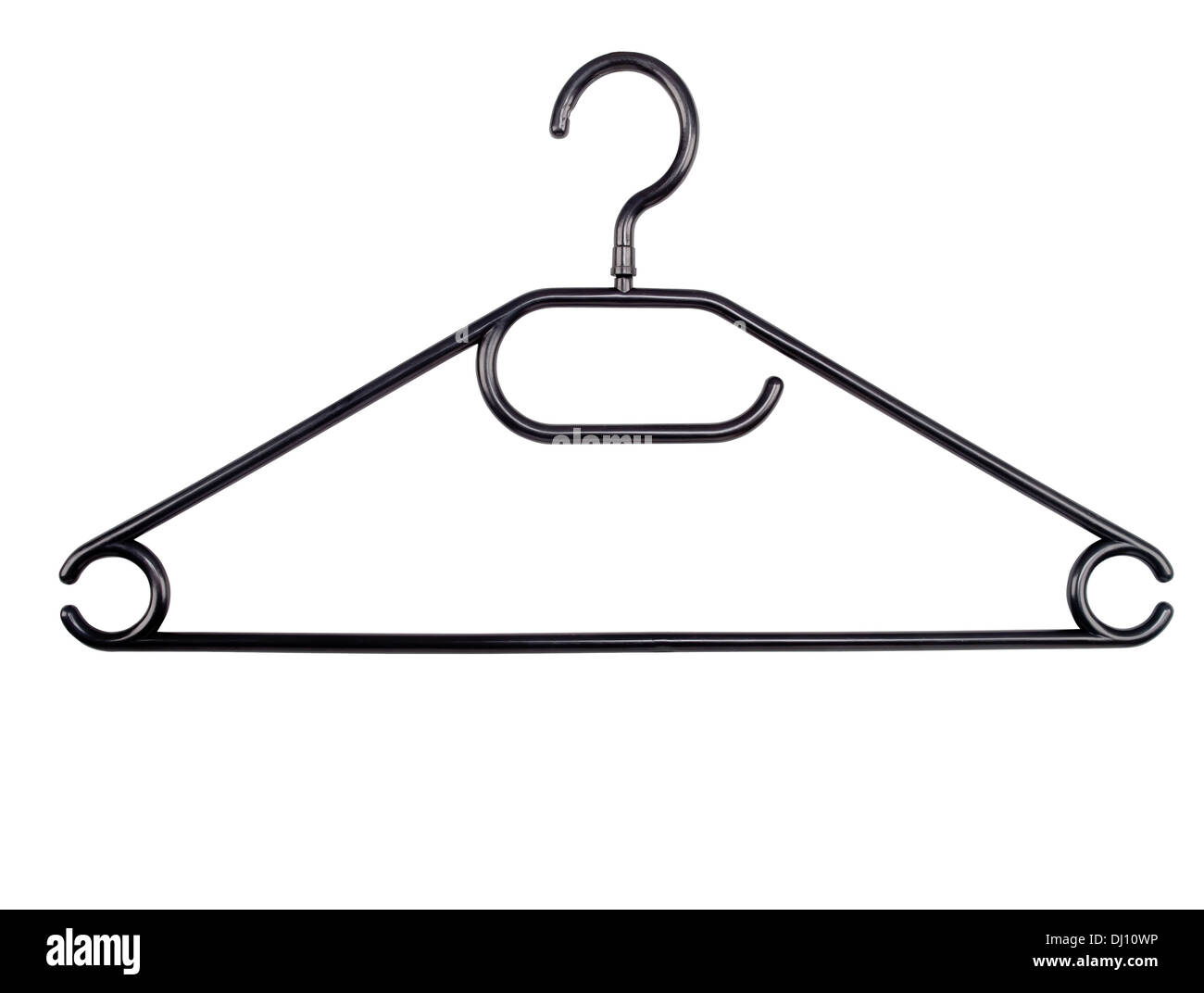 Vuoto nero appendiabiti isolati su sfondo bianco Foto Stock