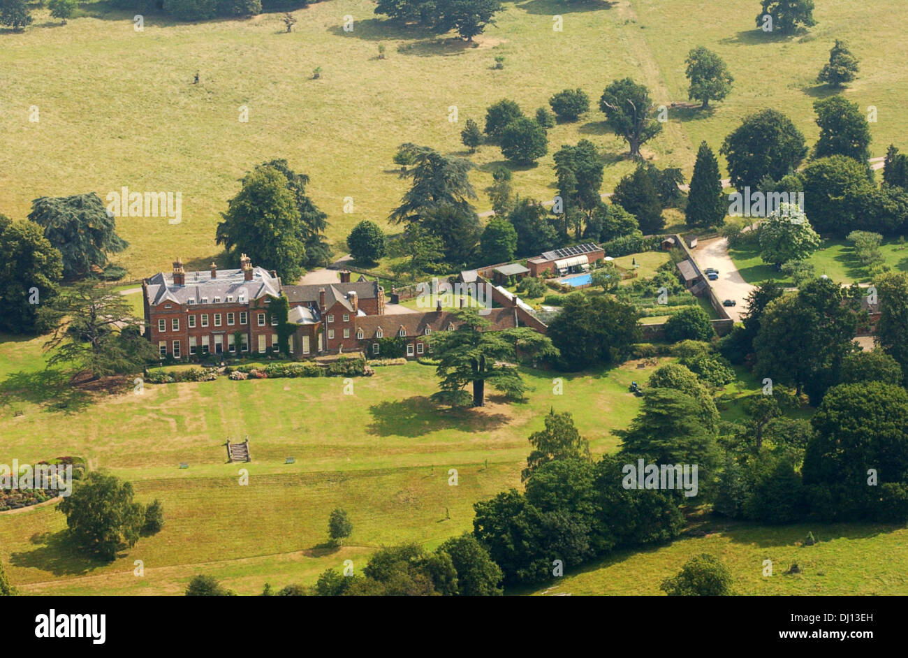 Vista aerea del Dudmaston Hall in Shropshire Regno Unito Foto Stock