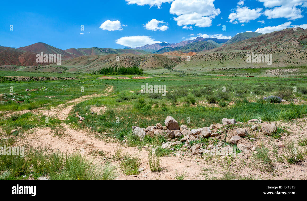 Country Road in colorate di Tien Shan montagne Foto Stock