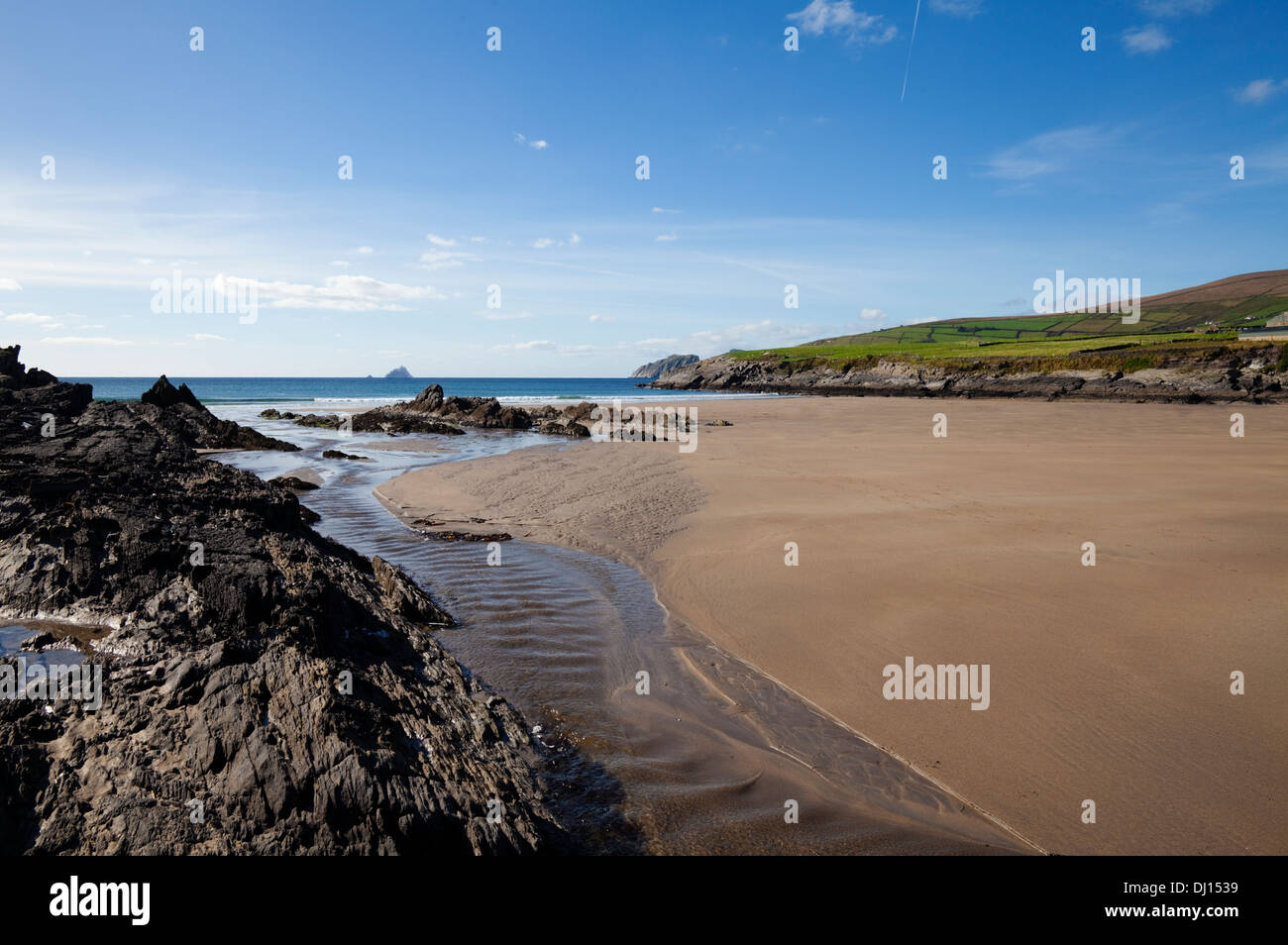 Spiaggia di sabbia vicino Killonecaha, Ring of Kerry County Kerry, Irlanda Foto Stock