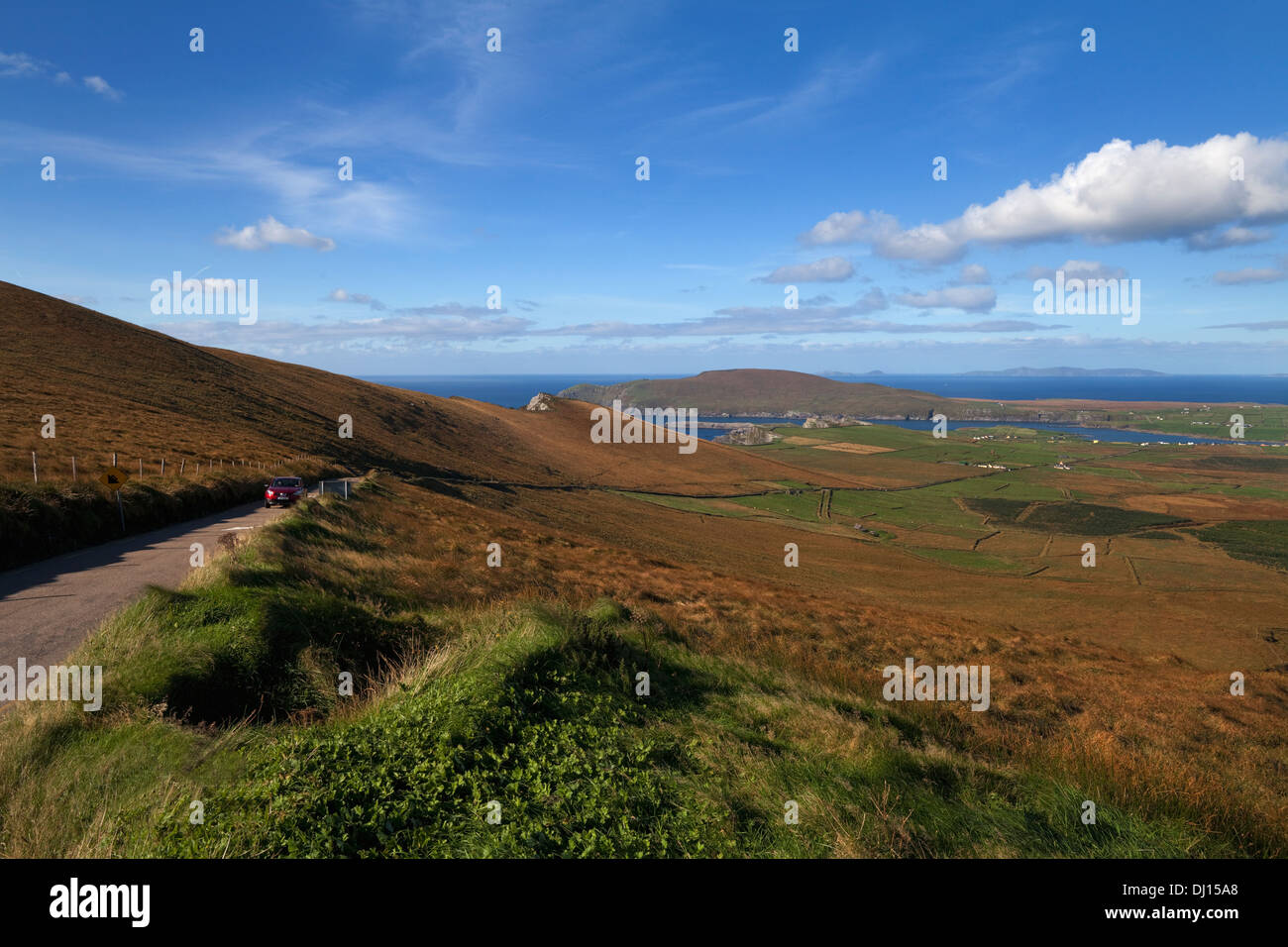 Il Pass Coomanaspig, affacciato Portmagee, l'anello di Kerry, la Contea di Kerry, Irlanda Foto Stock