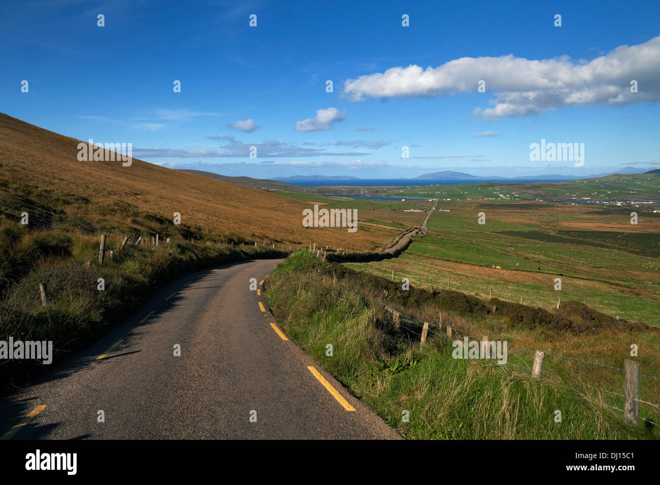 Il Pass Coomanaspig, affacciato Portmagee, l'anello di Kerry, la Contea di Kerry, Irlanda Foto Stock