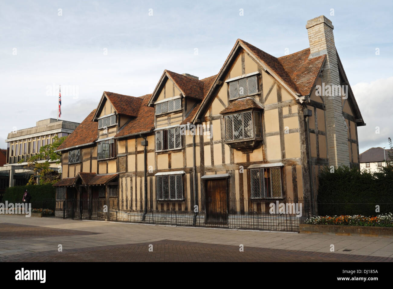 Luogo di nascita di William Shakespeare a Henley Street, Stratford Upon Avon, Inghilterra, Regno Unito, edificio classificato di primo grado Foto Stock