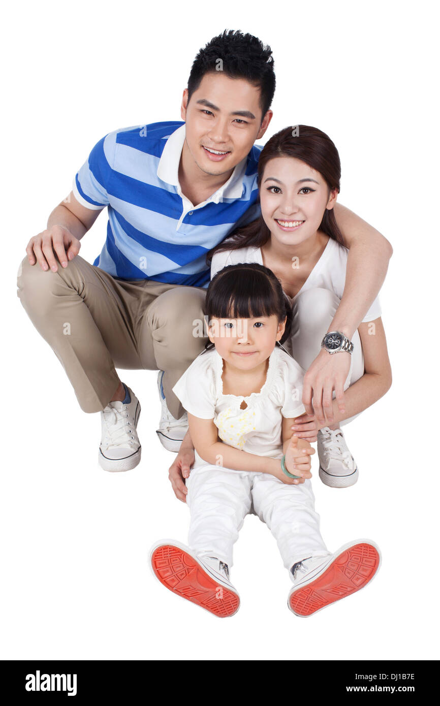 Ritratto di una famiglia di tre persone Foto Stock