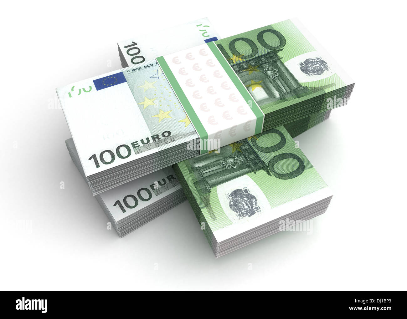 Pila di Euro (con percorso di clipping) Foto Stock