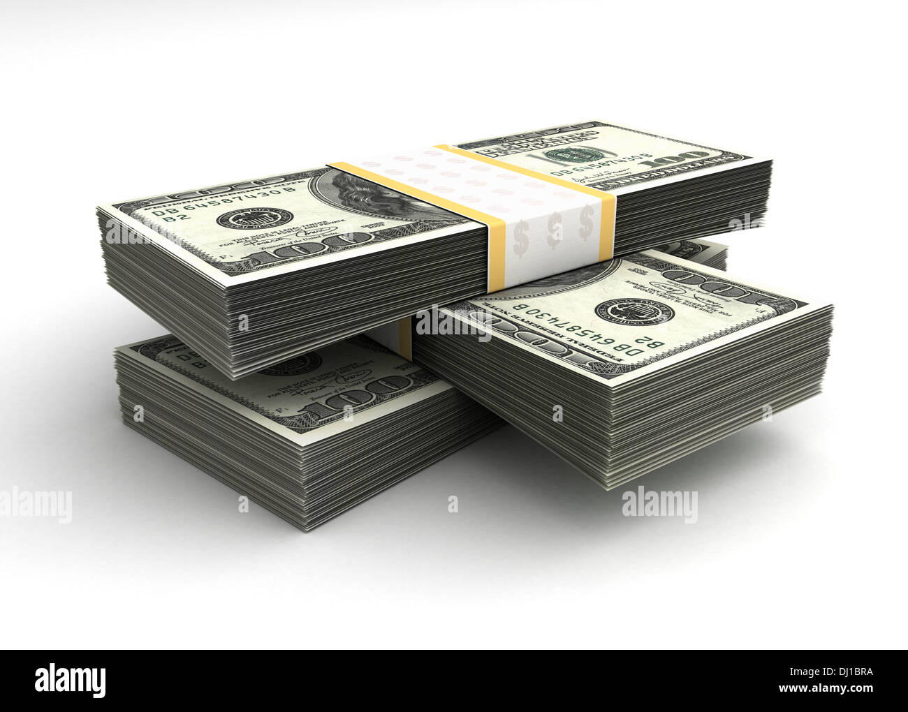 Pila di Dollar (con percorso di clipping) Foto Stock