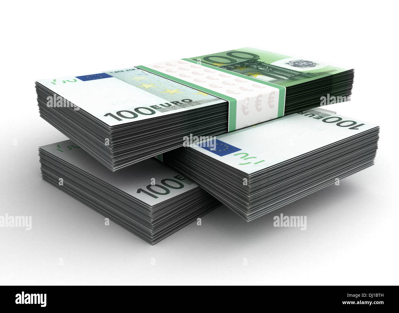 Pila di Euro (con percorso di clipping) Foto Stock