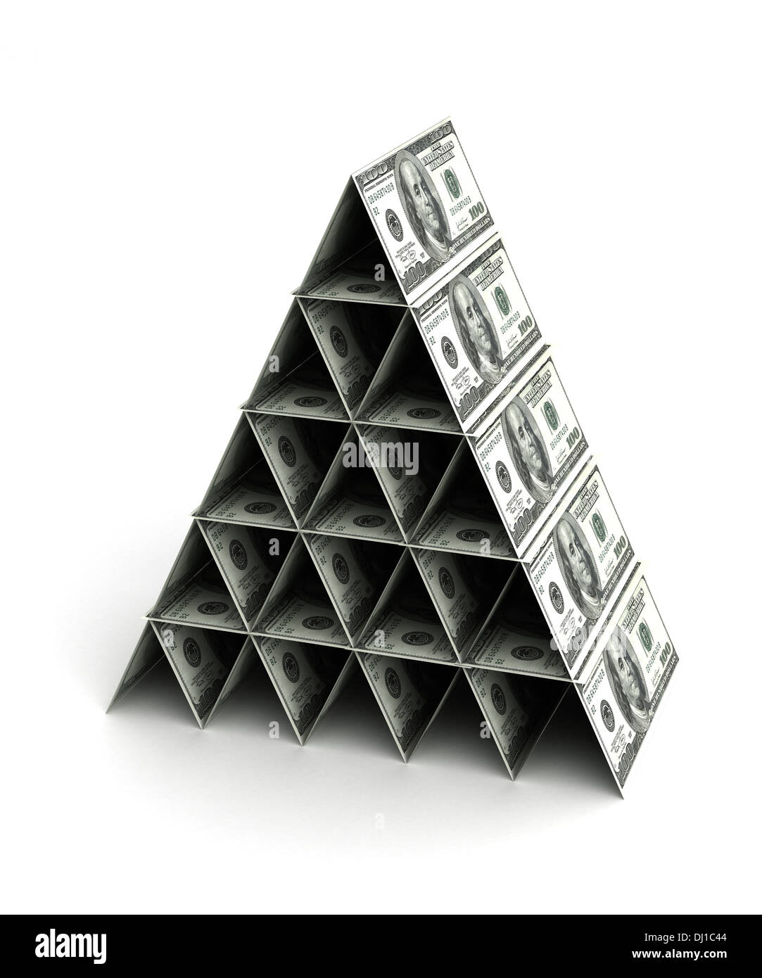 La piramide di denaro (dollaro) Foto Stock