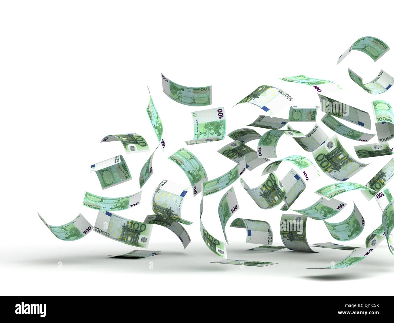 Flying Euro(isolato con percorso di clipping) Foto Stock