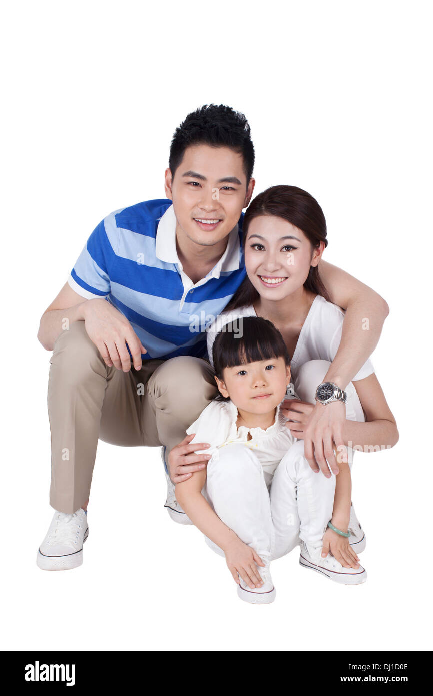 Ritratto di una famiglia di tre persone Foto Stock