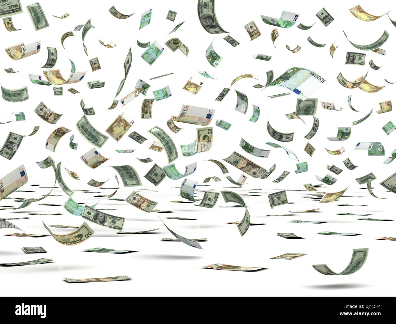 Flying denaro (isolato con percorso di clipping) Foto Stock