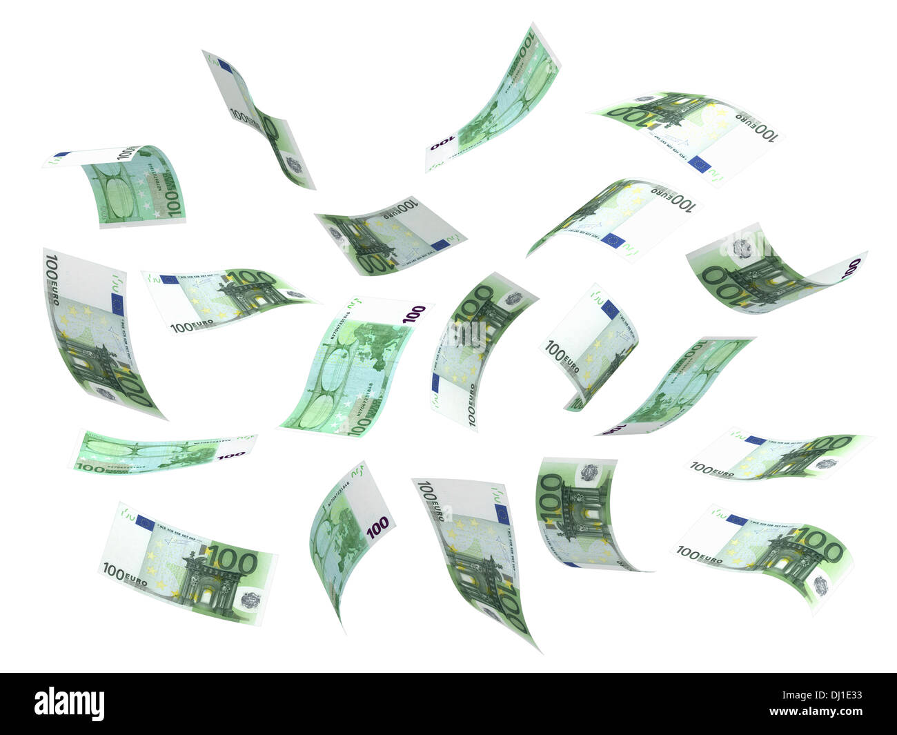 Flying denaro (isolato con percorso di clipping) Foto Stock