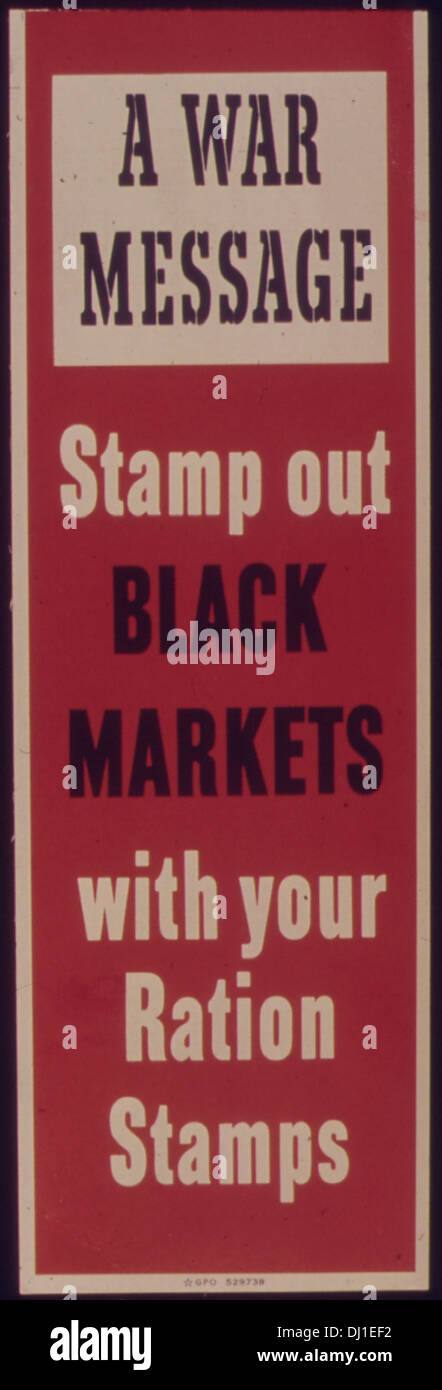 Timbro nero in mercati con timbri razione 475 Foto Stock