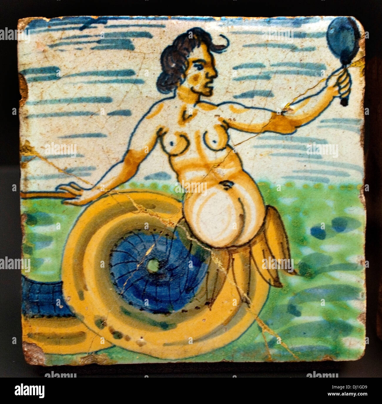 Mermaid piastrella olandese16-17 secolo Paesi Bassi Olanda Museum Foto Stock