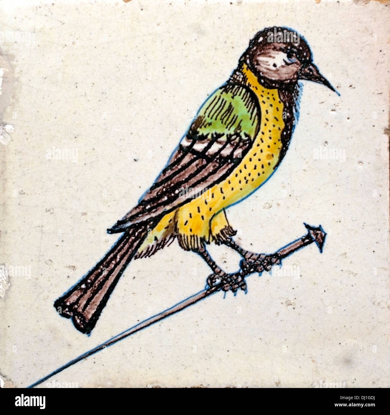 Bird piastrella olandese16-17 secolo Paesi Bassi Olanda Museum Foto Stock