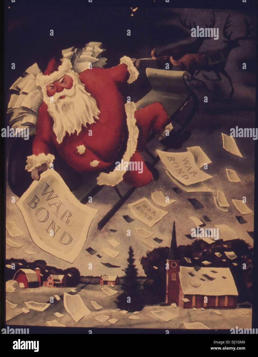 Questo poster dell'era della seconda guerra mondiale sottolinea l'importanza degli sforzi attuali per garantire un futuro migliore, evidenziando il collegamento tra i sacrifici attuali e la prosperità post-bellica. Foto Stock