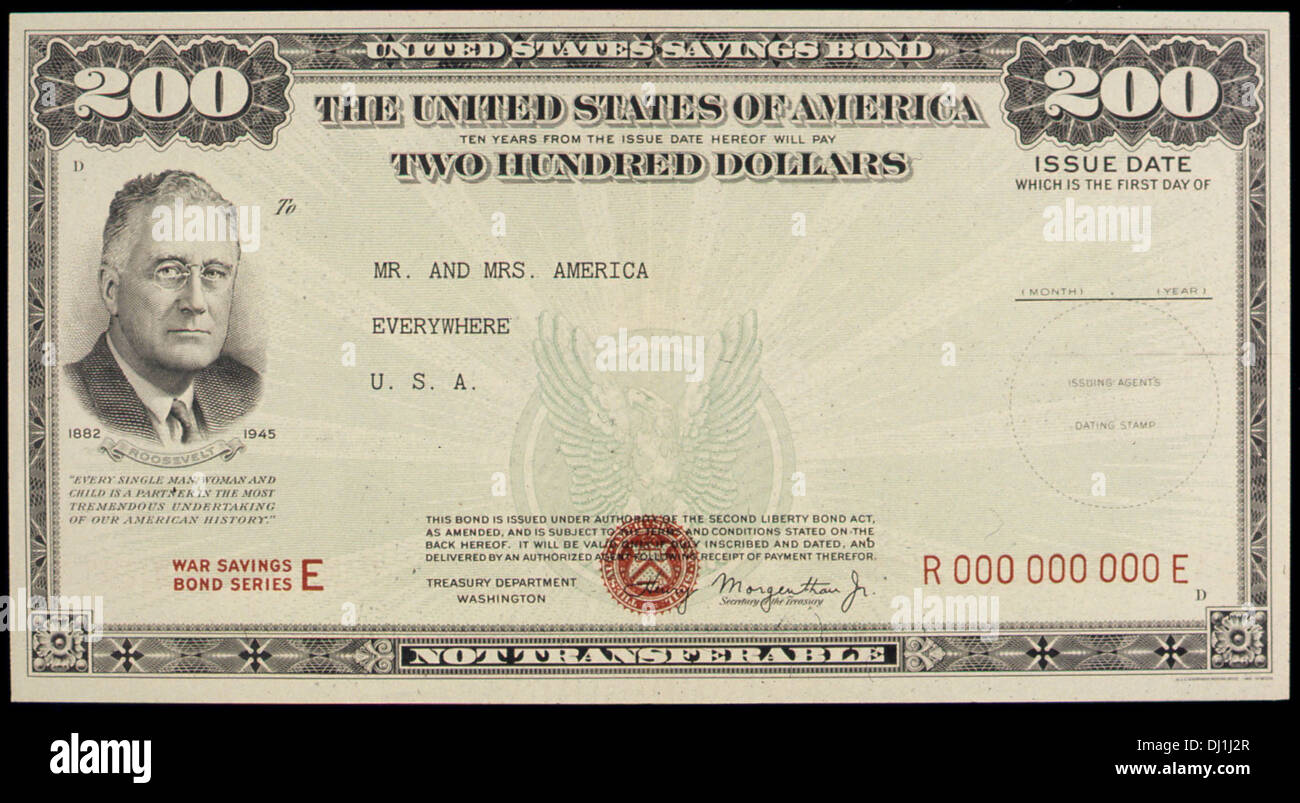 Duecento Dollar Bond guerra 890 Foto Stock