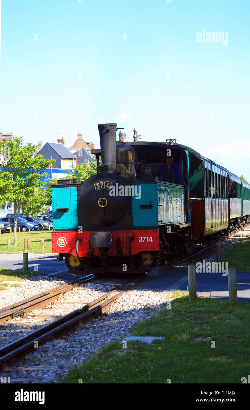 Chemin de fer de la Baie de Somme, treno a vapore ferrovia, Quai Lejoille, St Valery sur Somme, Somme Picardia, Francia Foto Stock