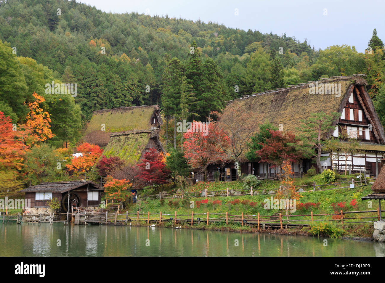 Giappone, Hida Takayama, Hida non Sato, antiche cascine, Foto Stock