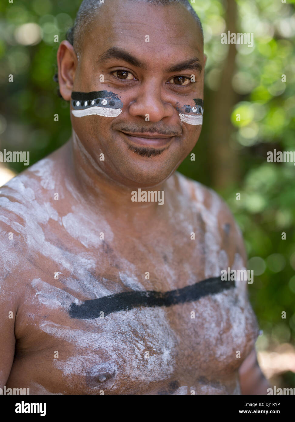 Tjapukai australiano guerriero Aborigeni del North Queensland Wet Tropics Foto Stock