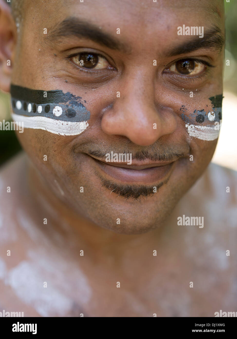 Tjapukai australiano guerriero Aborigeni del North Queensland Wet Tropics Foto Stock