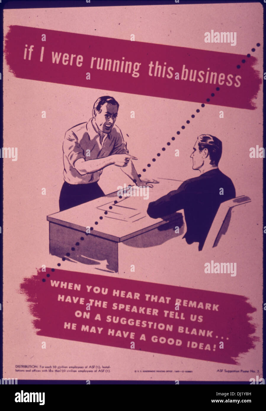 Questo manifesto propagandistico della seconda guerra mondiale affronta i potenziali ruoli dei cittadini nella produzione in tempo di guerra, incoraggiandoli ad assumersi la responsabilità dello sforzo nazionale. Sottolinea l'importanza di una maggiore produzione e gestione delle risorse per la guerra. Foto Stock