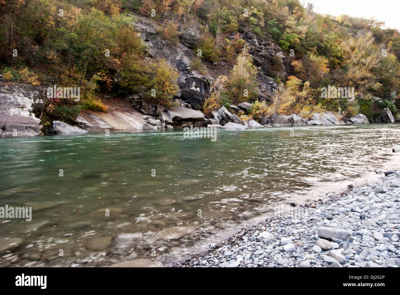 Fiume, Trebbia Bobbio, Piacenza, Italia Foto Stock