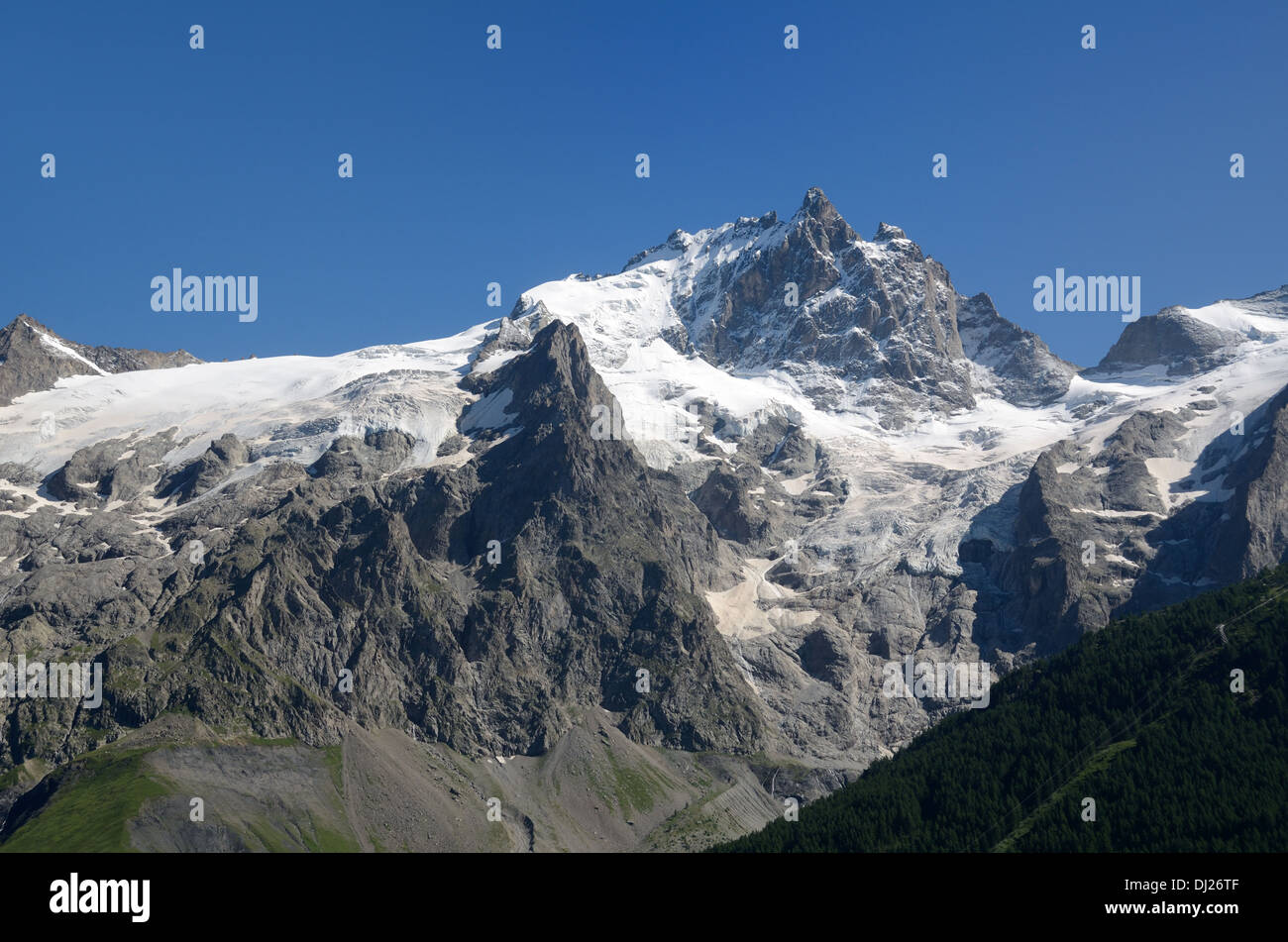La Meije Peak & Glacier Parco Nazionale degli Ecrins Alpi Francesi Francia Foto Stock