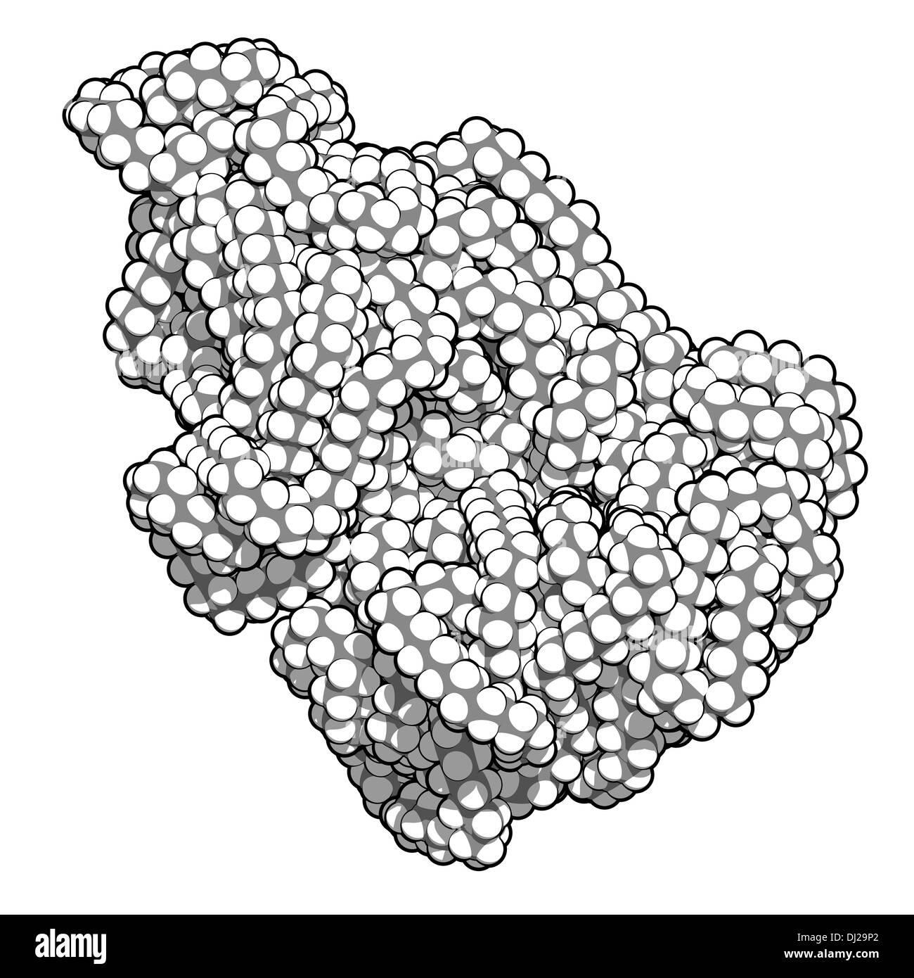 Polietilene (PE, politene, polietilene) plastica, struttura chimica. Gli atomi sono rappresentati come sfere con colore convenzionale Foto Stock