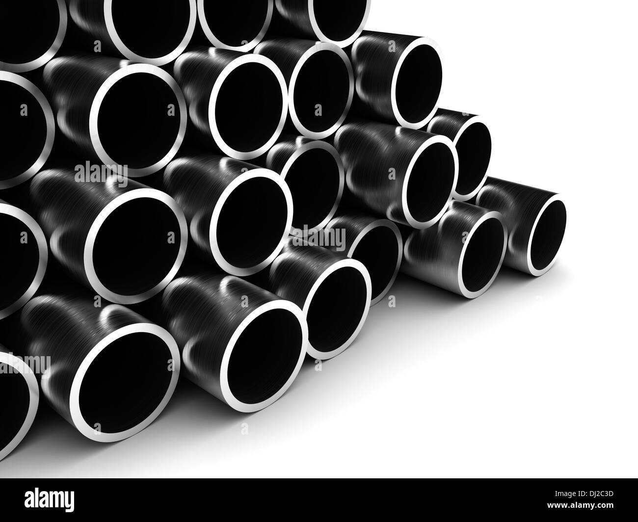 Pila di tubi di acciaio Foto Stock