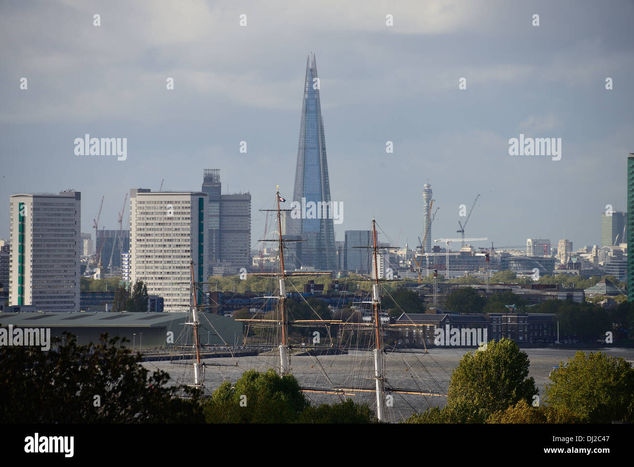 London City visto da Greenwich Foto Stock