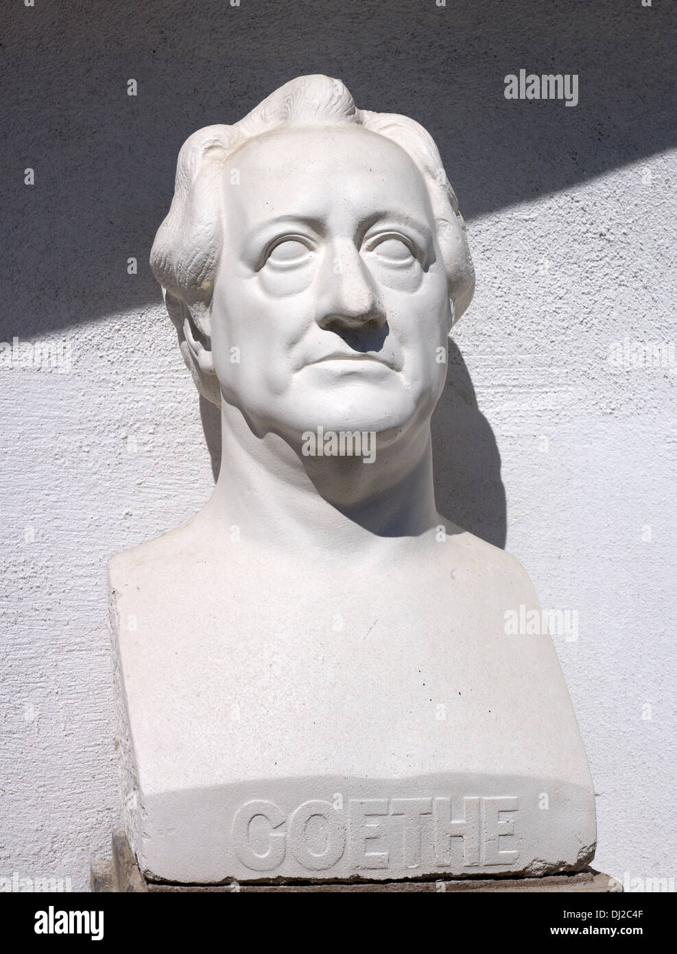 Busto di Goethe, Bad Berka, Turingia, Germania Foto Stock