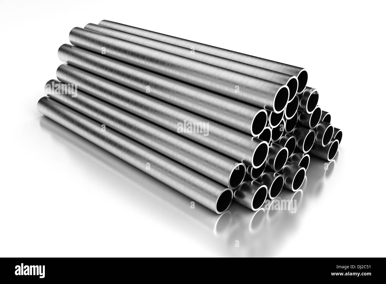 Pila di tubi in acciaio (con percorso di clipping) Foto Stock