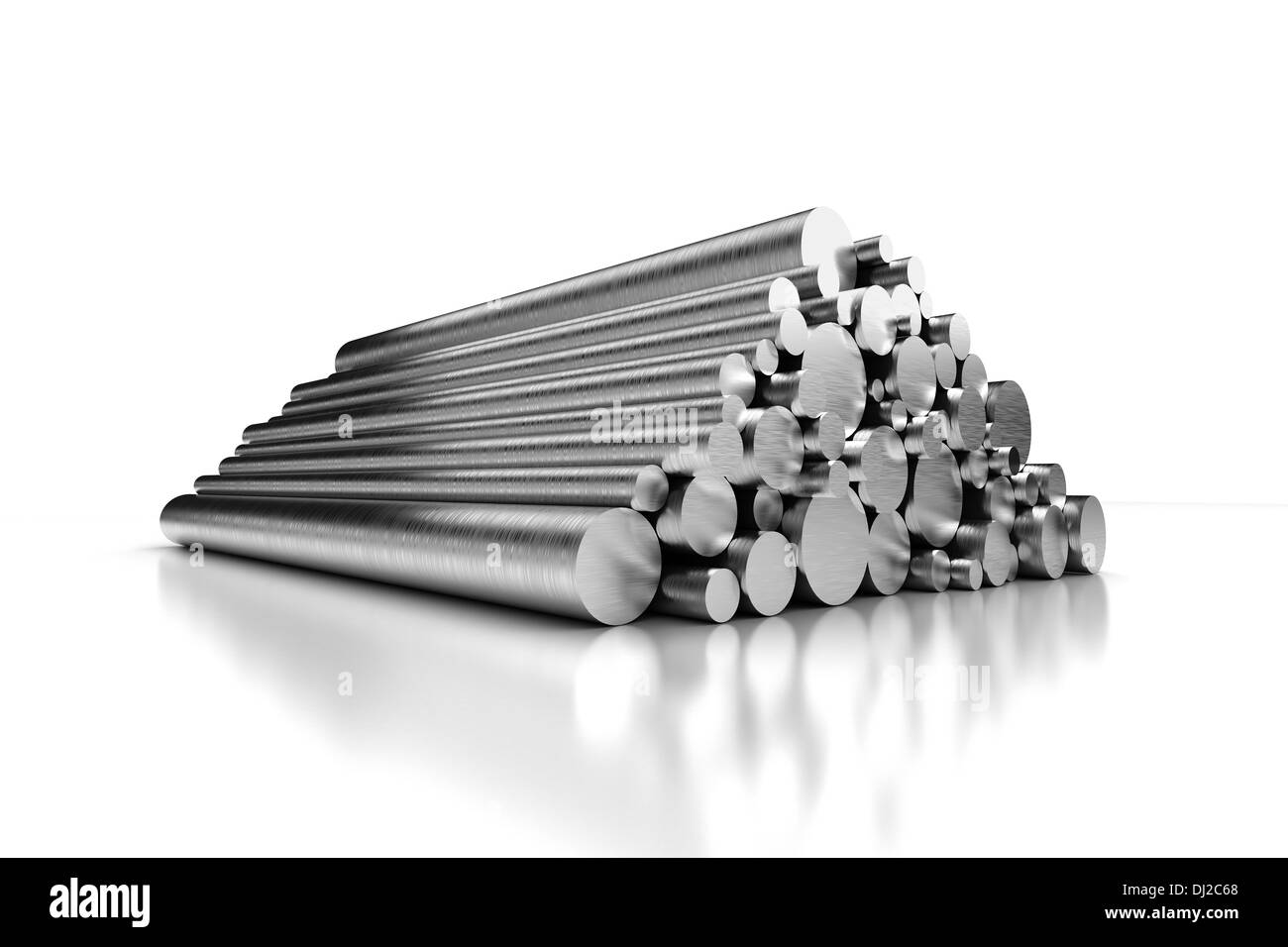 Pila di tubi in acciaio (con percorso di clipping) Foto Stock