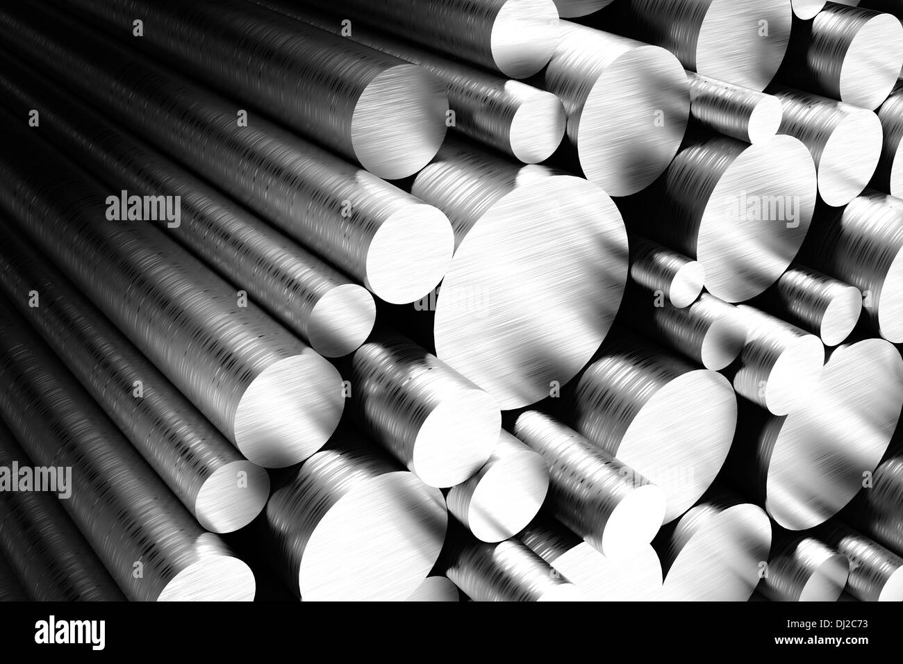Pila di tubi di acciaio Foto Stock