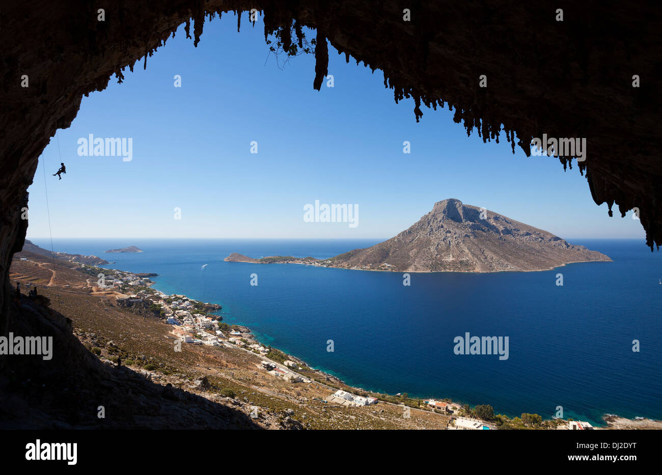 Arrampicata su roccia, Kalymnos Island, Grecia Foto Stock