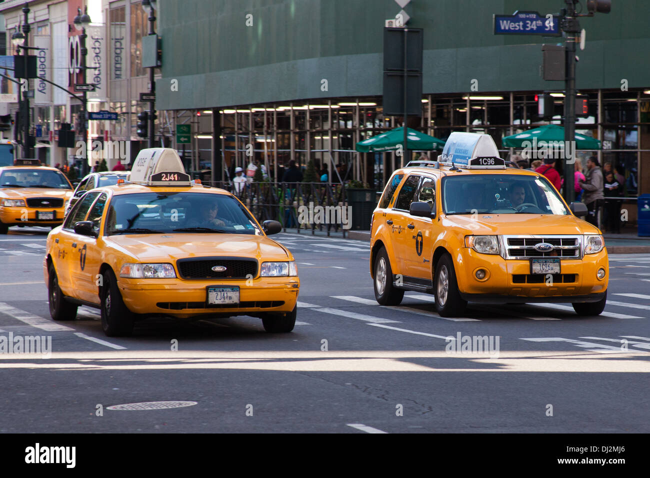 Giallo taxi, Manhattan, New York City, Stati Uniti d'America. Foto Stock