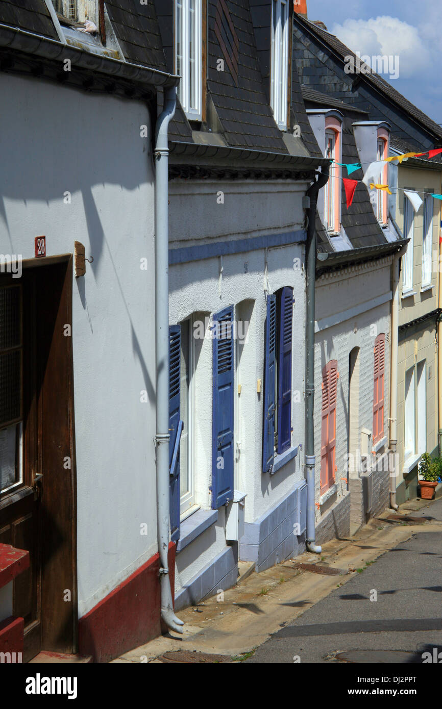 Rue des Moulins, St Valery sur Somme, Somme Picardia, Francia Foto Stock