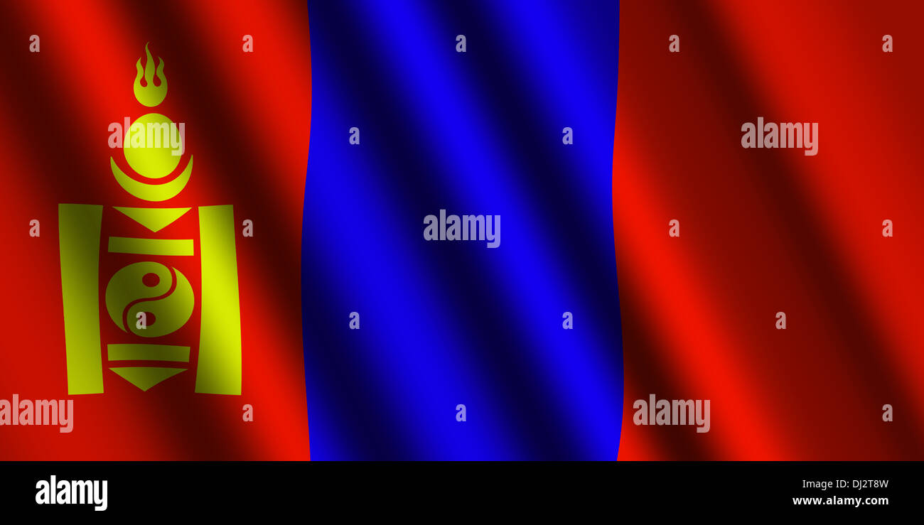 La bandiera della Mongolia Foto Stock