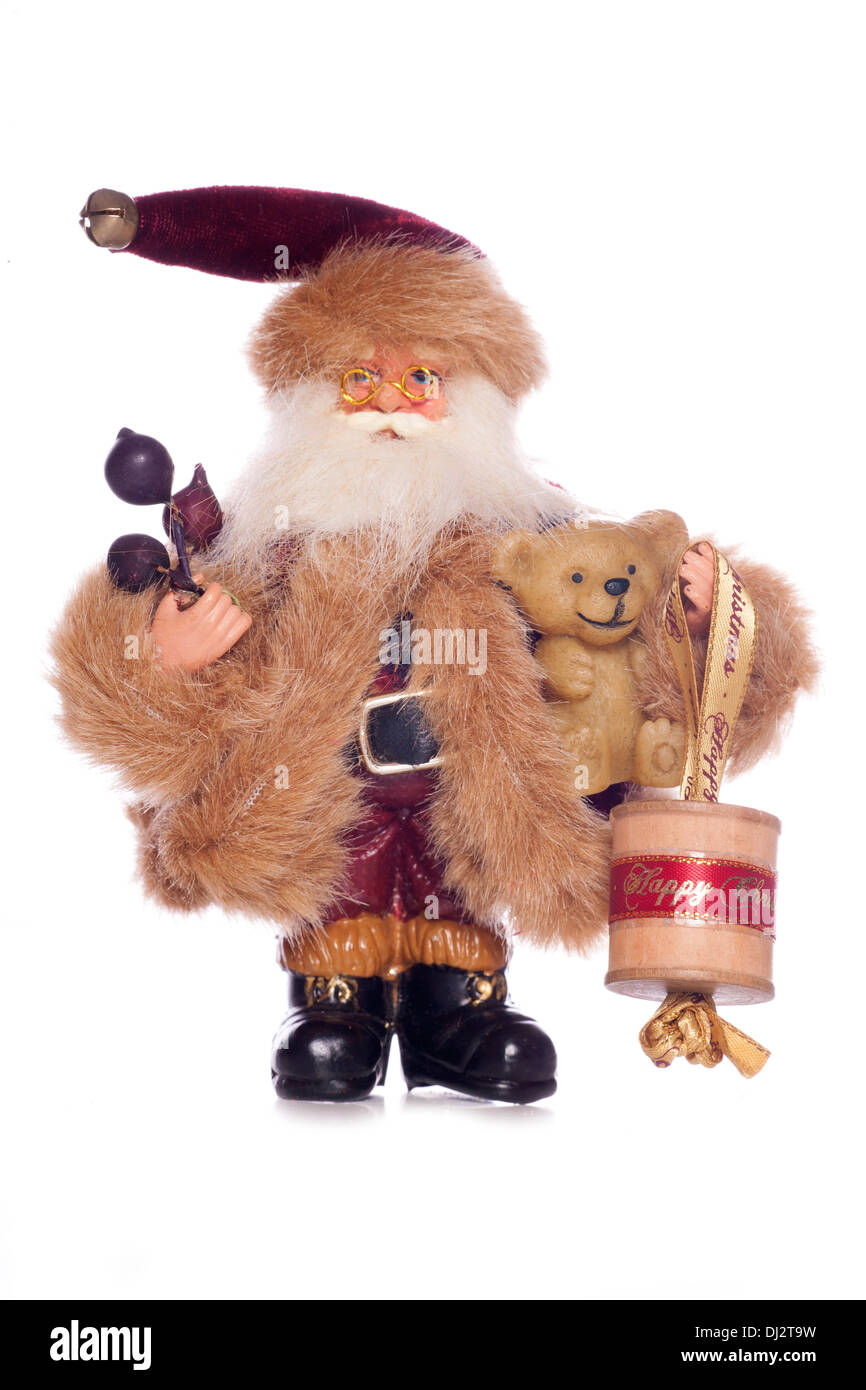 Vintage Babbo Natale con la vecchia bobina di cotone decorazione intaglio Foto Stock