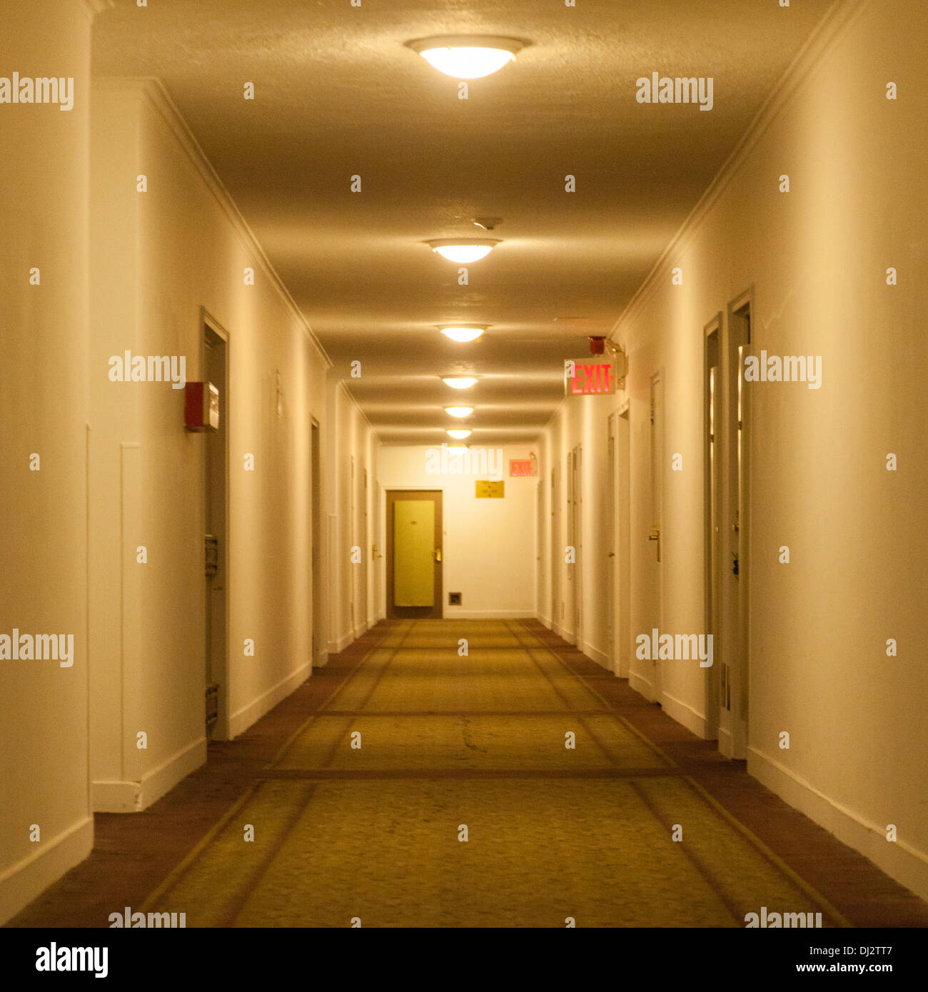 Hotel corridoio o passaggio, l'Hotel Pennsylvania, 401 Seventh Ave, New York City, Stati Uniti d'America. Foto Stock