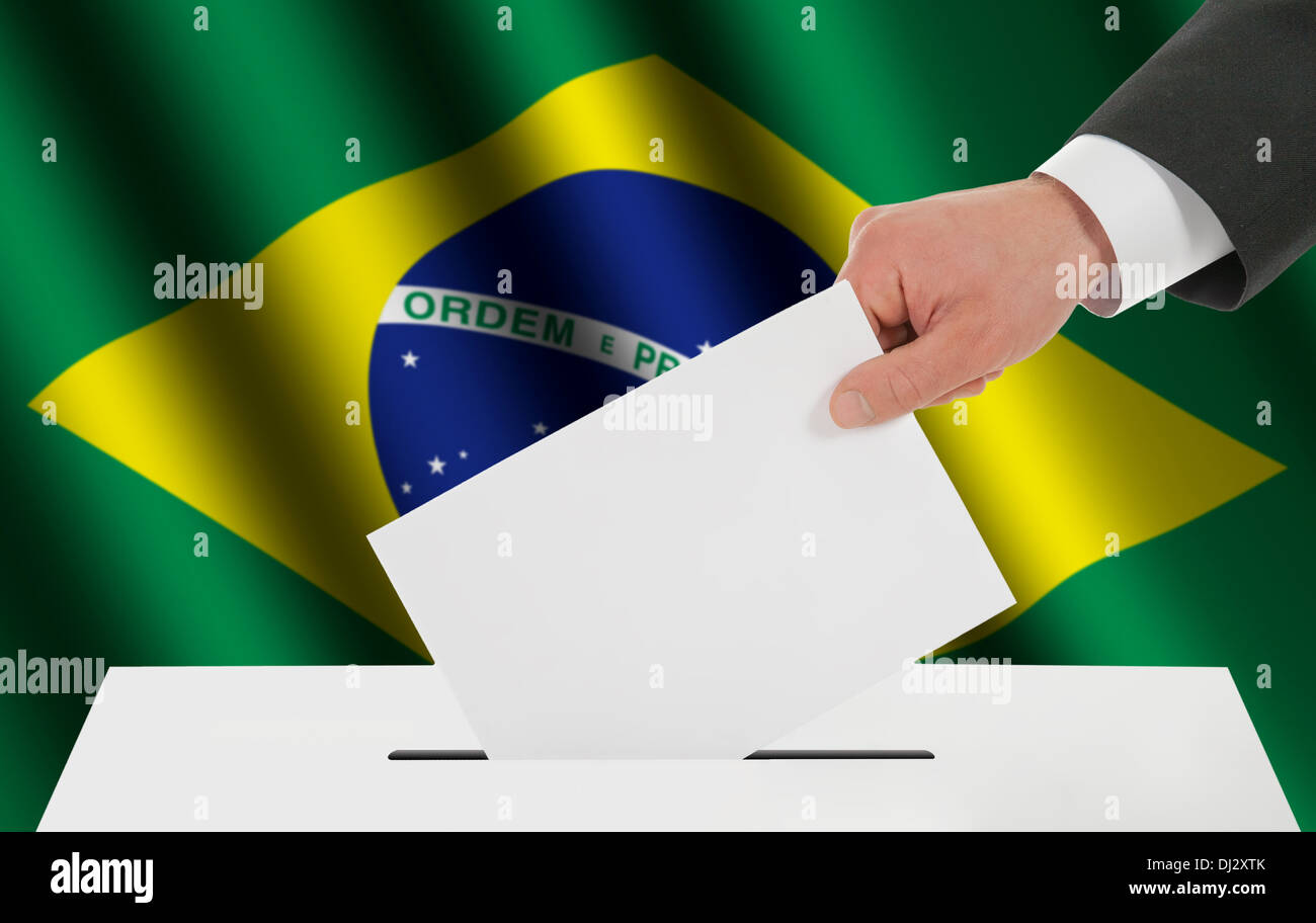 La bandiera brasiliana Foto Stock