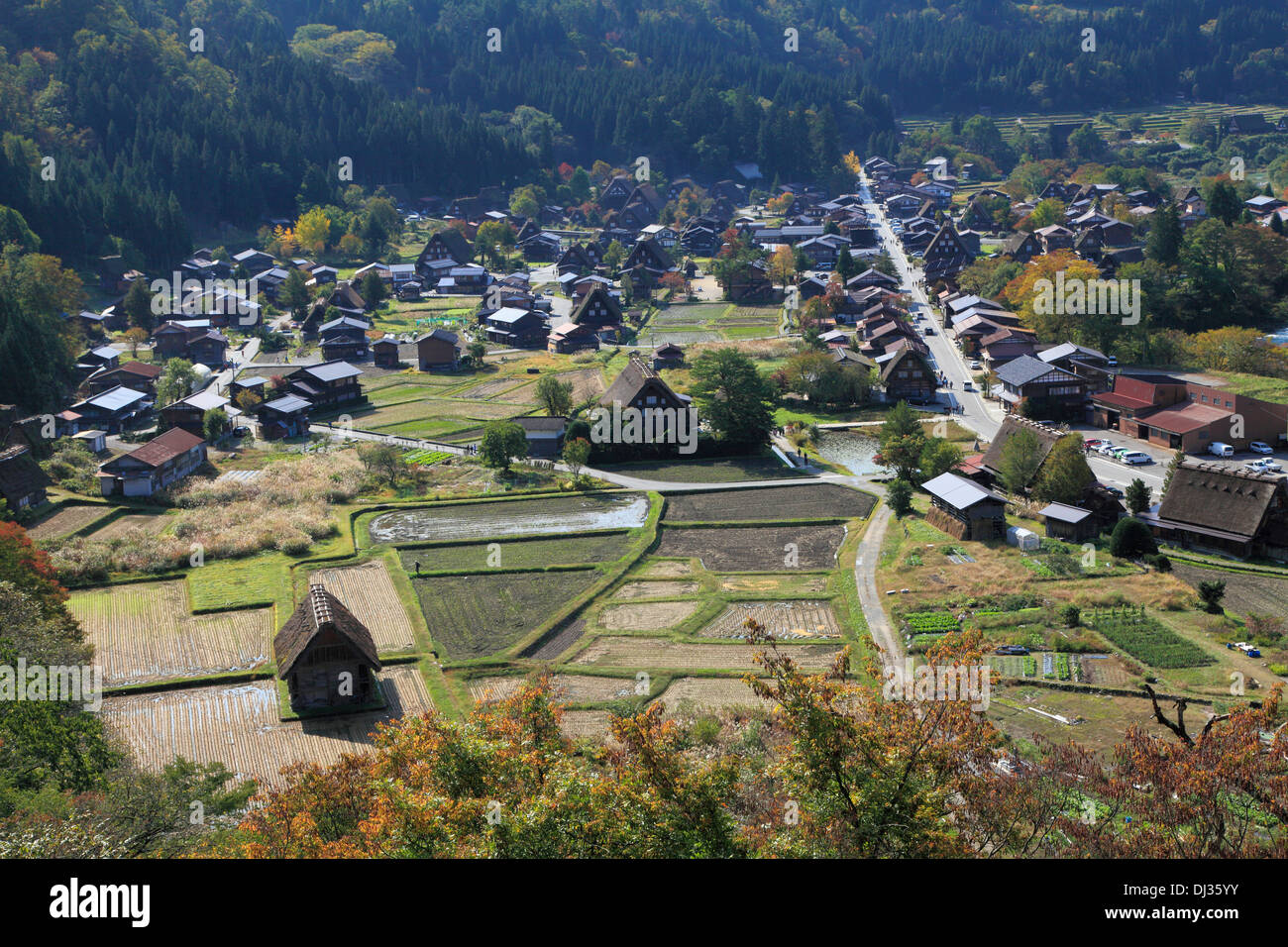 Giappone, Hida, Shirakawa-go, Ogimachi, villaggio, Foto Stock